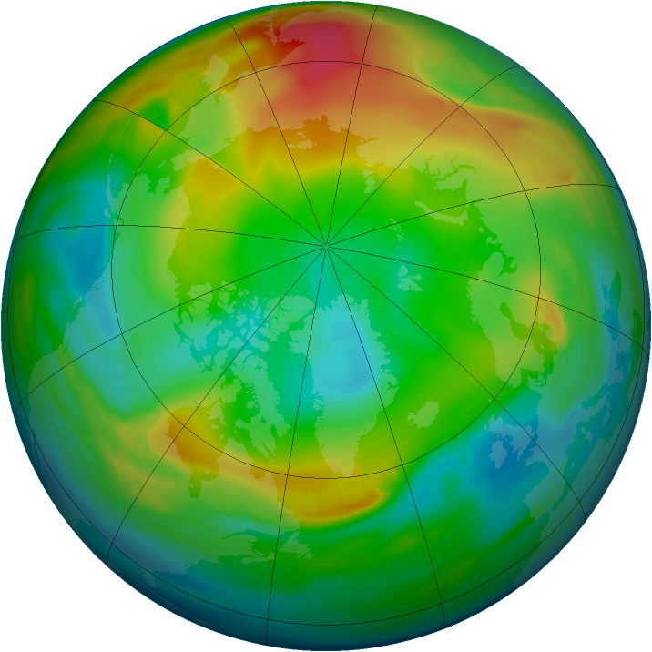 Arctic ozone map for 09 January 2005
